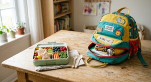 A professional, high-quality editorial shot of an aesthetically pleasing and healthy bento box for a